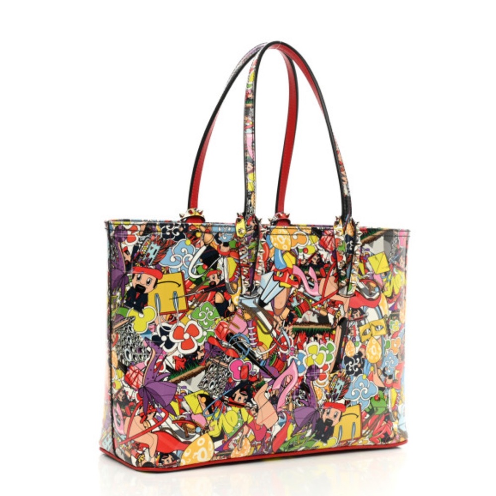 SUPER UNIQUE CHRISTIAN LOUBOUTIN Patent Calfskin Print Cabata Tote- Multicolor - Picture 16 of 17